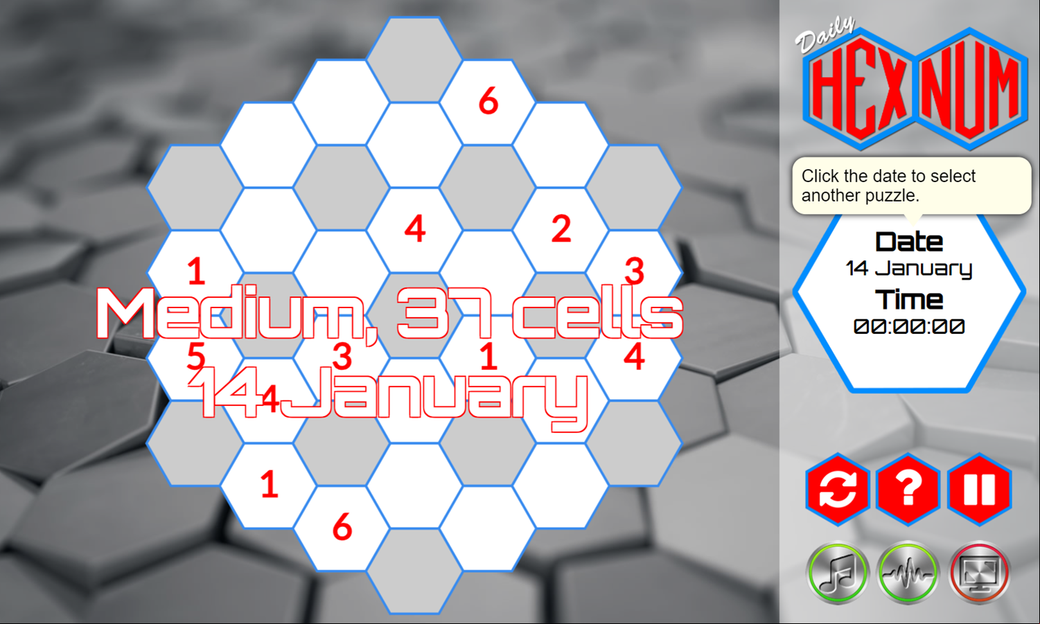 Daily Hex Num Game Start Screenshot.