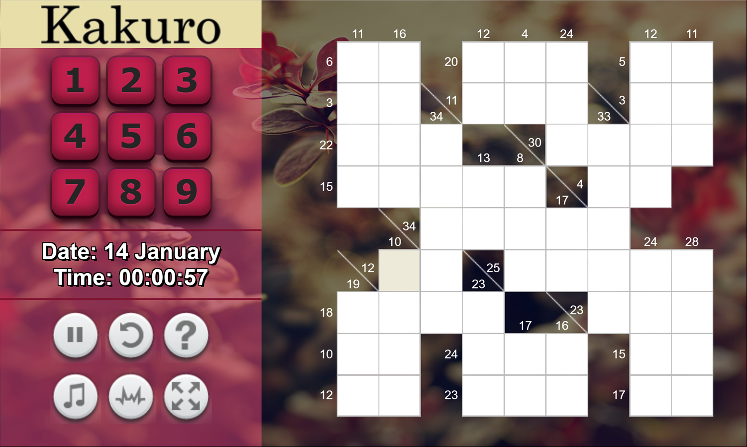 Daily Kakuro Game Screenshot.