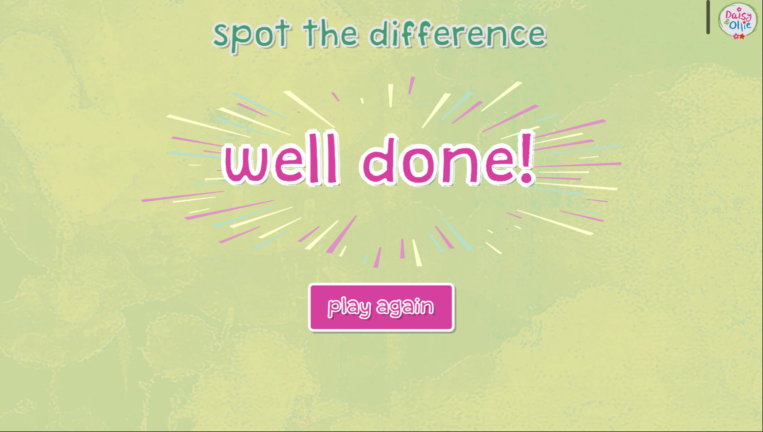 Daisy and Ollie Spot the Difference Game Complete Screenshot.