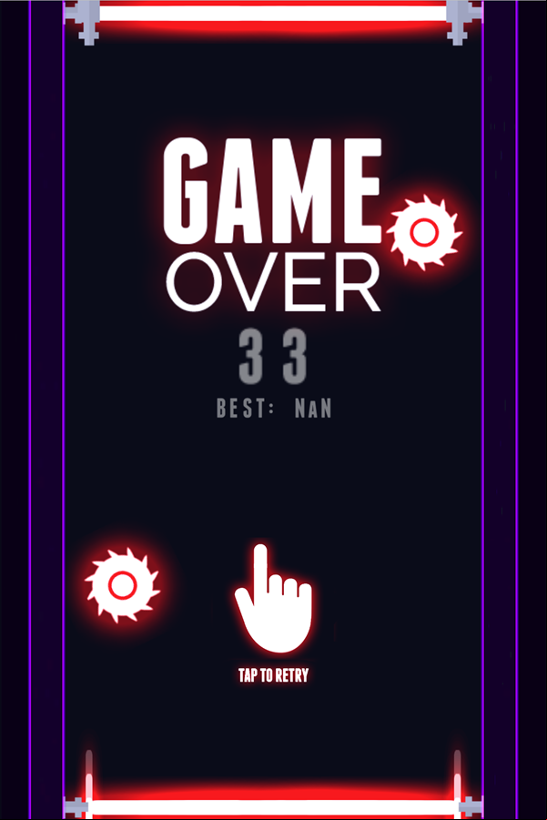 Danger Sides Game Over Screen Screenshot.