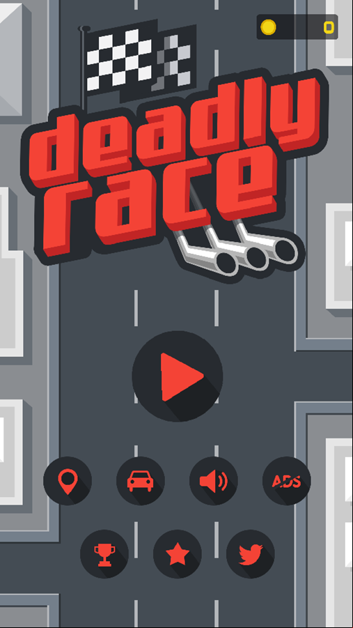 Deadly Race Game Welcome Screen Screenshot.