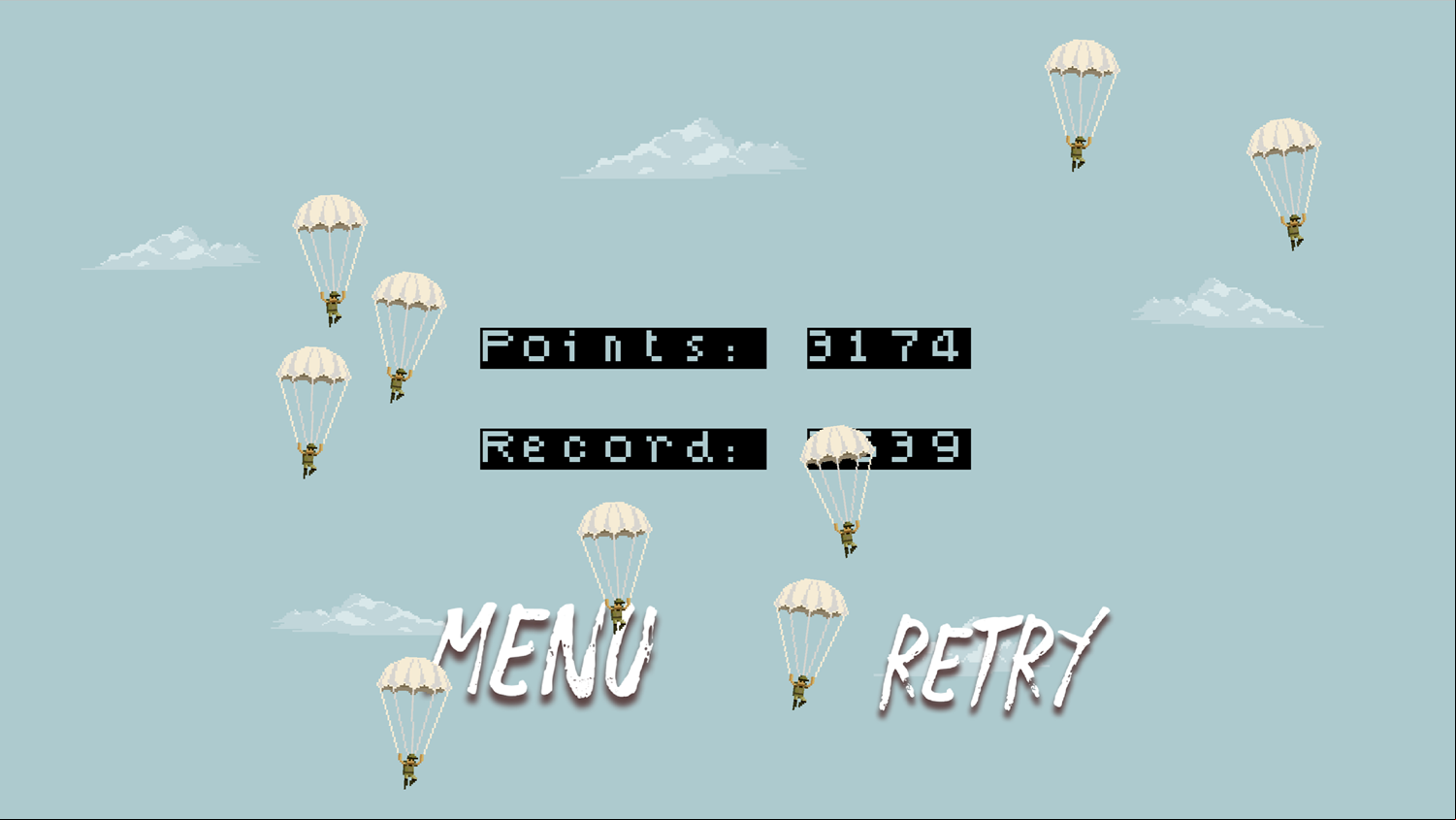 Deep Worm Game Over Screen Screenshot.