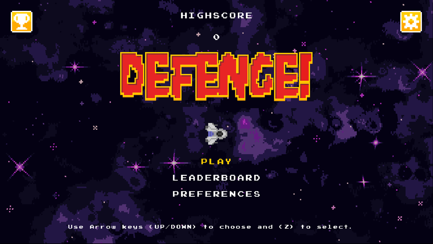 Defence Game Welcome Screen Screenshot.