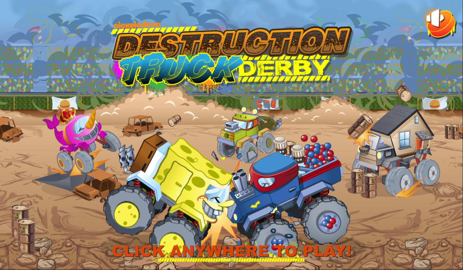 Destruction Truck Derby Game Welcome Screen Screenshot.