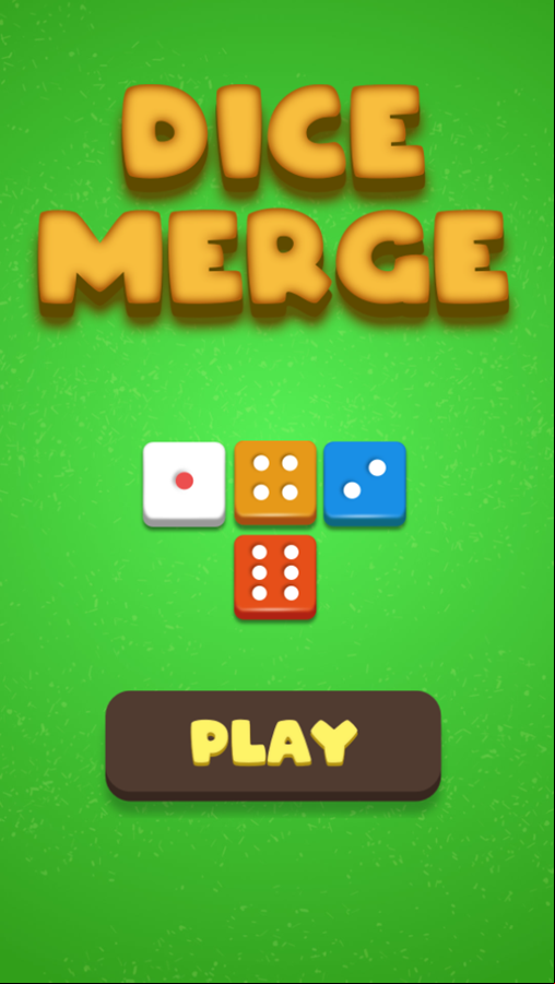 Dice Merge Game Welcome Screen Screenshot.