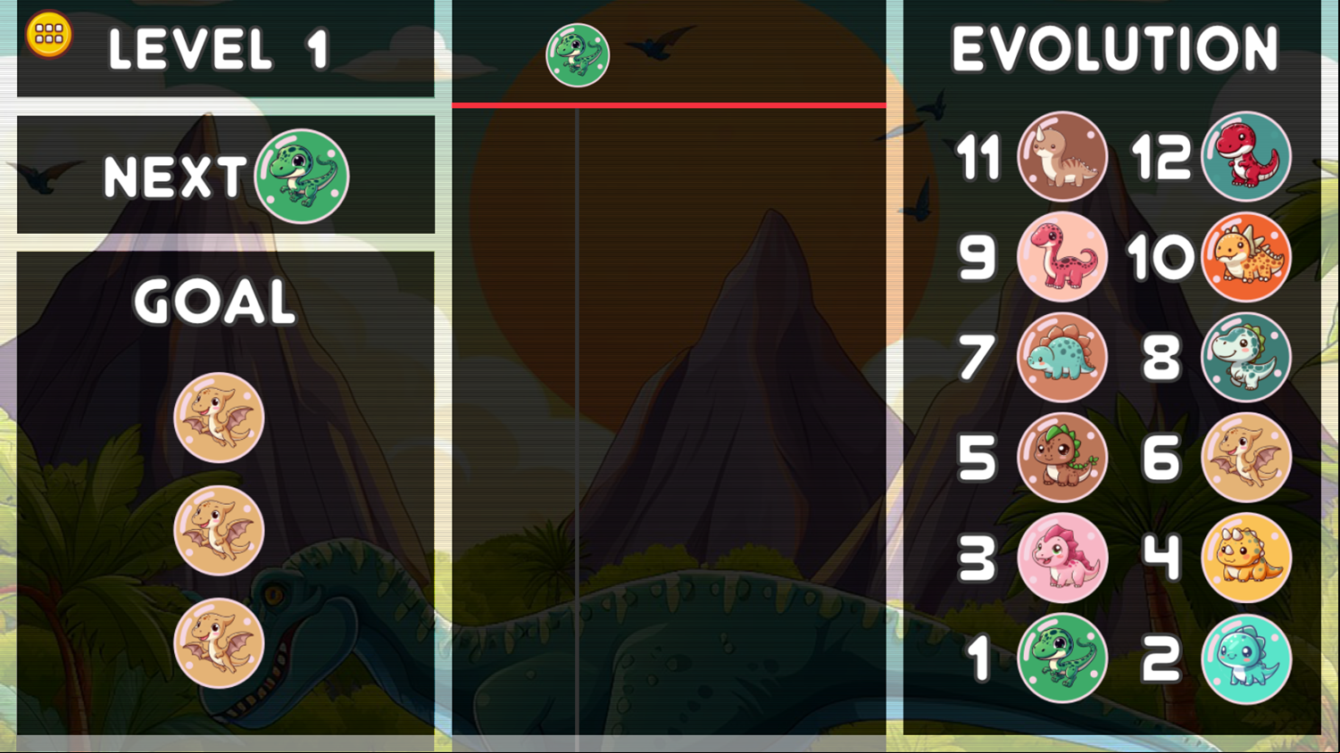 Dino Fusion Bubble Evolution Game Screenshot.