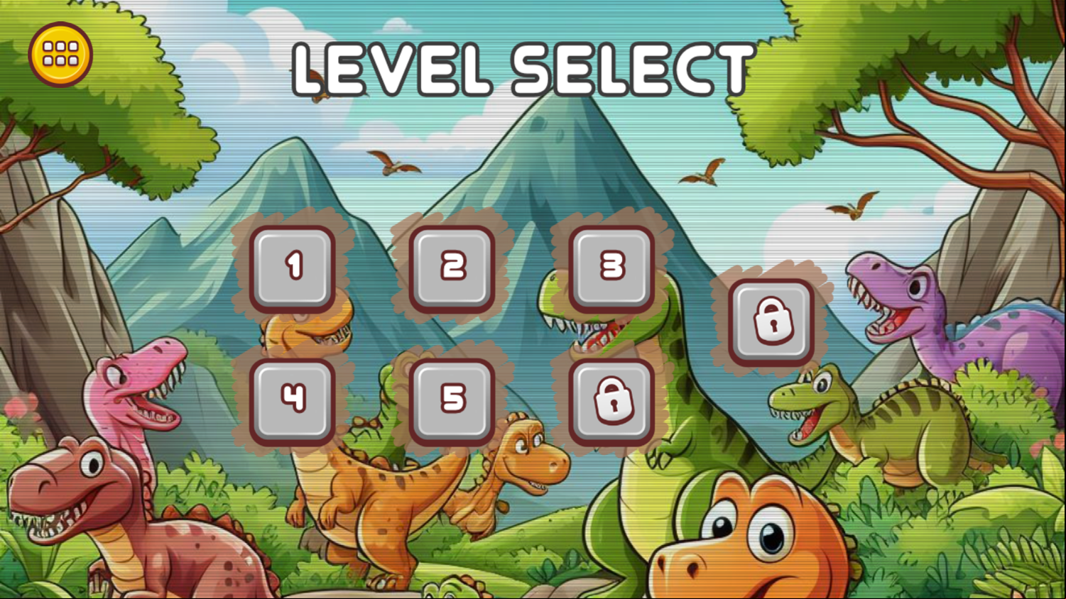 Dino Fusion Bubble Evolution Game Level Select Screen Screenshot.