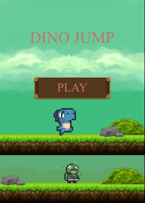 Dino Jump Game Welcome Screen Screenshot.