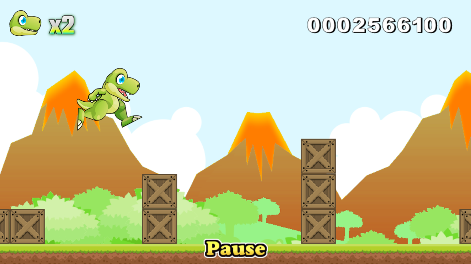 Dino Run Game Platforming Screenshot.