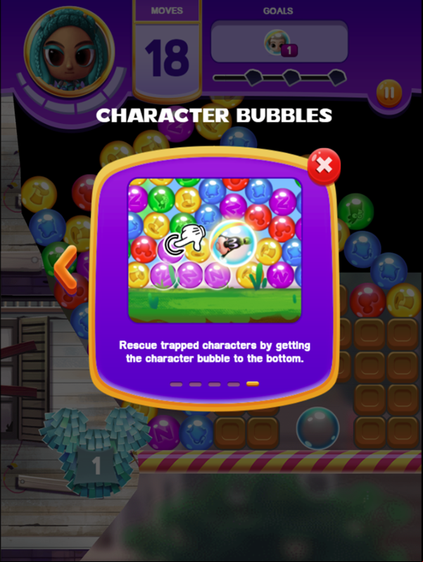 Disney Bubble Burst Game Character Bubbles Screenshot.