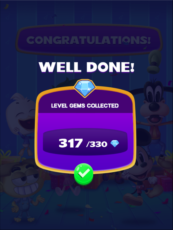 Disney Bubble Burst Game Beat Screen Screenshot.