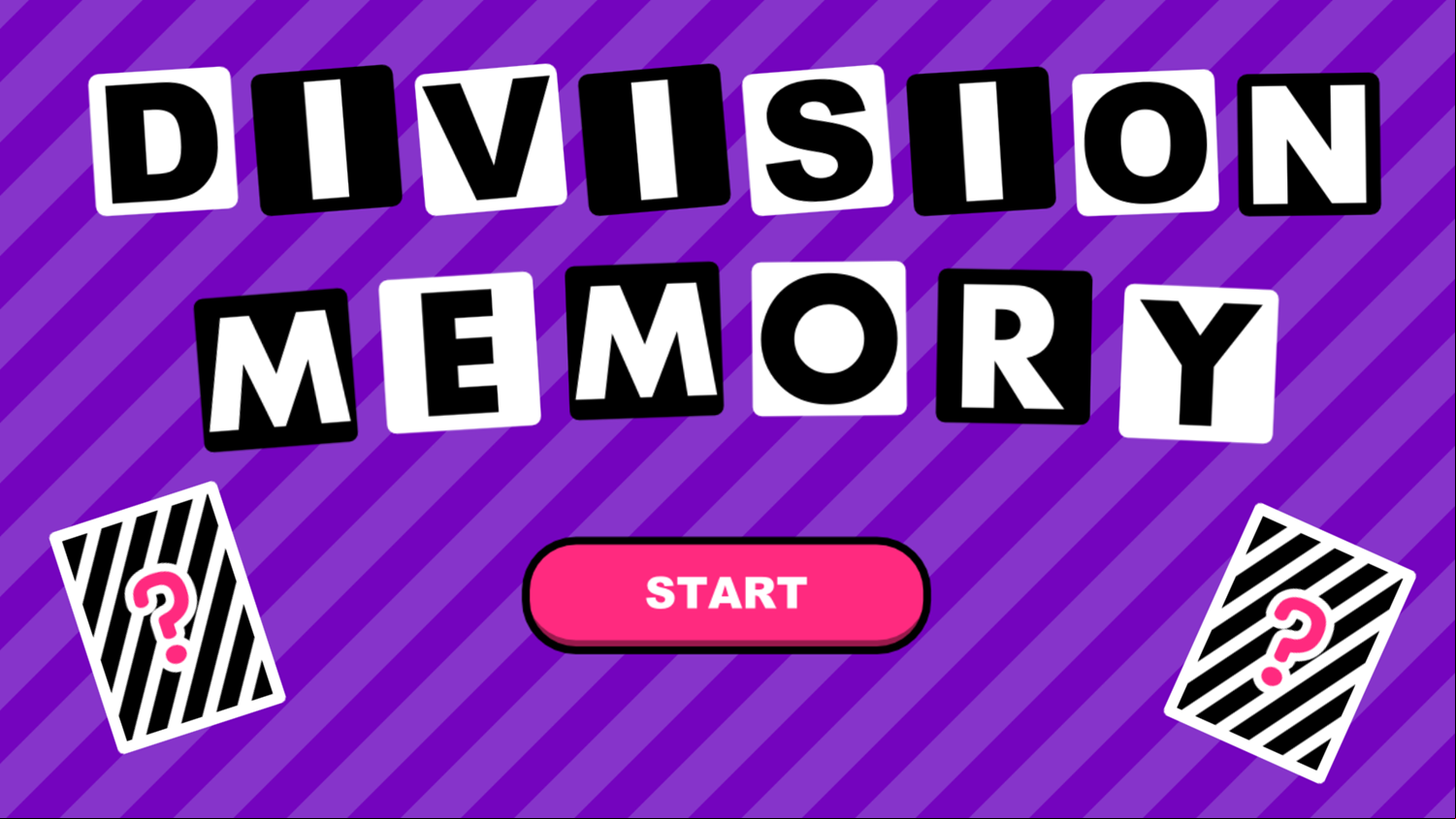 Division Memory Game Welcome Screen Screenshot.
