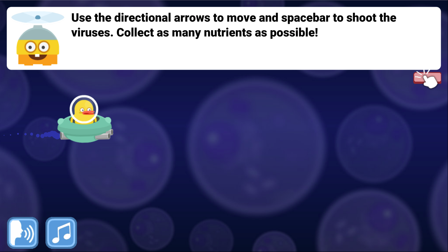 DocDuck Parts of the Cell Game Collect Nutrients Destroy Viruses Screenshot.