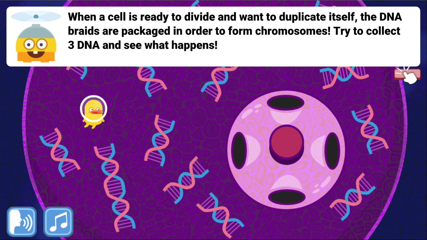 DocDuck Parts of the Cell Game DNA Form Chromosomes Screenshot.
