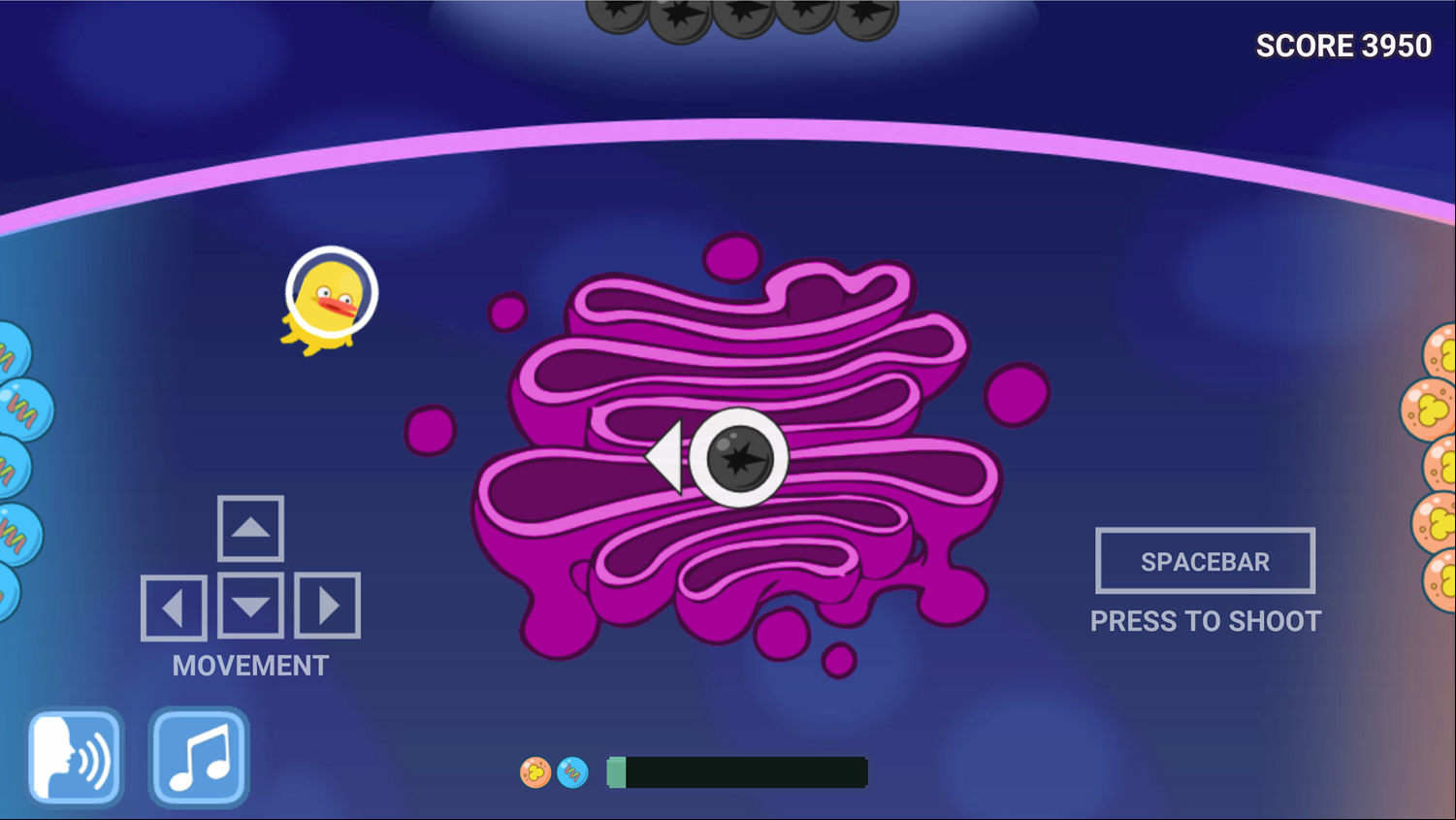 DocDuck Parts of the Cell Game Golgi Apparatus Controls Screenshot.