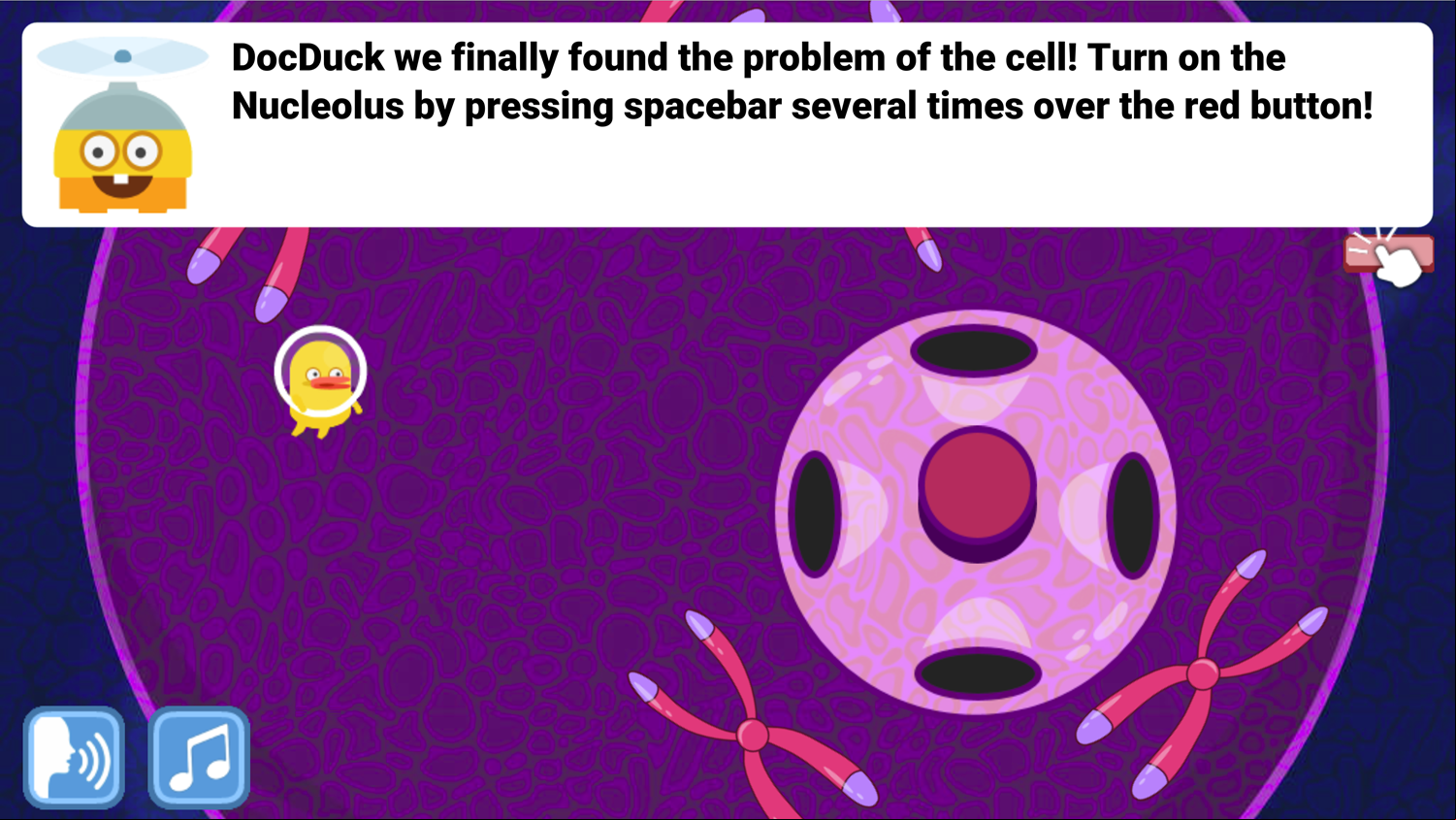 DocDuck Parts of the Cell Game Turn On Nucleolus Screenshot.