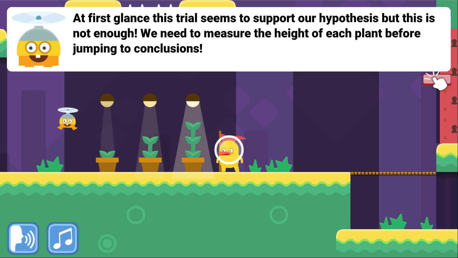 DocDuck Scientific Method Game Trial Data Screenshot.