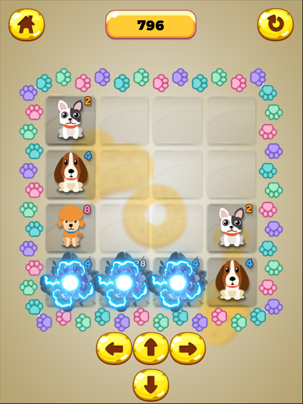 Dog 2048 Game Play Screenshot.
