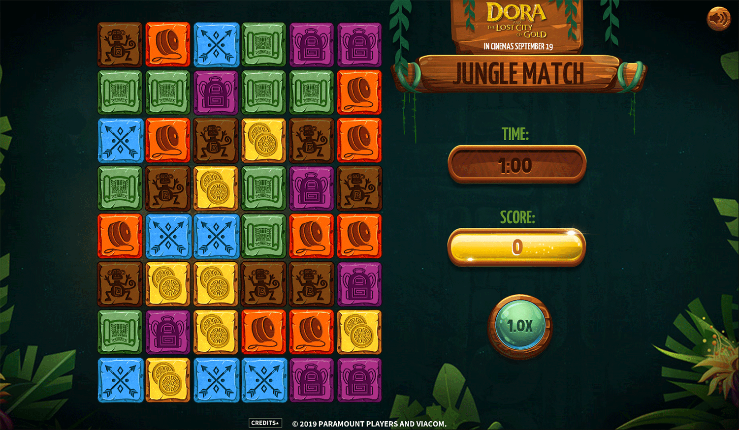 Dora Jungle Match Game Start Screenshot.