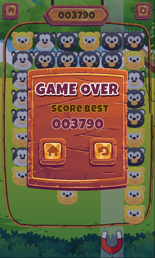 Drop Animals Game Over Screenshot.
