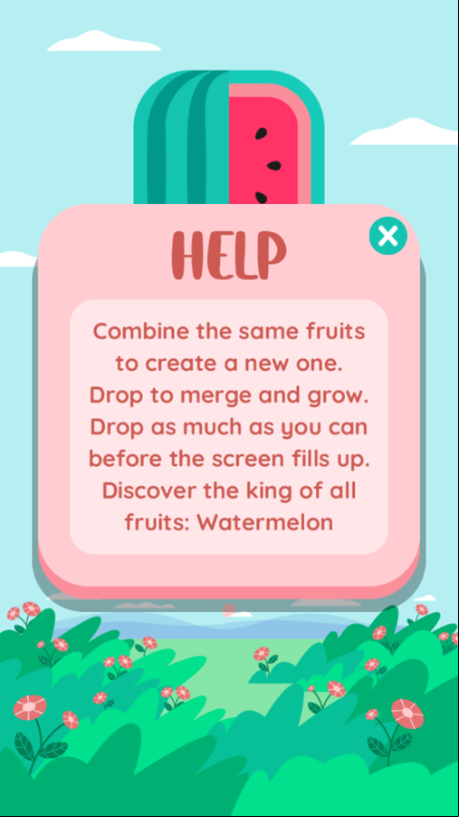 Drop Fruit Merge Game Help Screenshot.