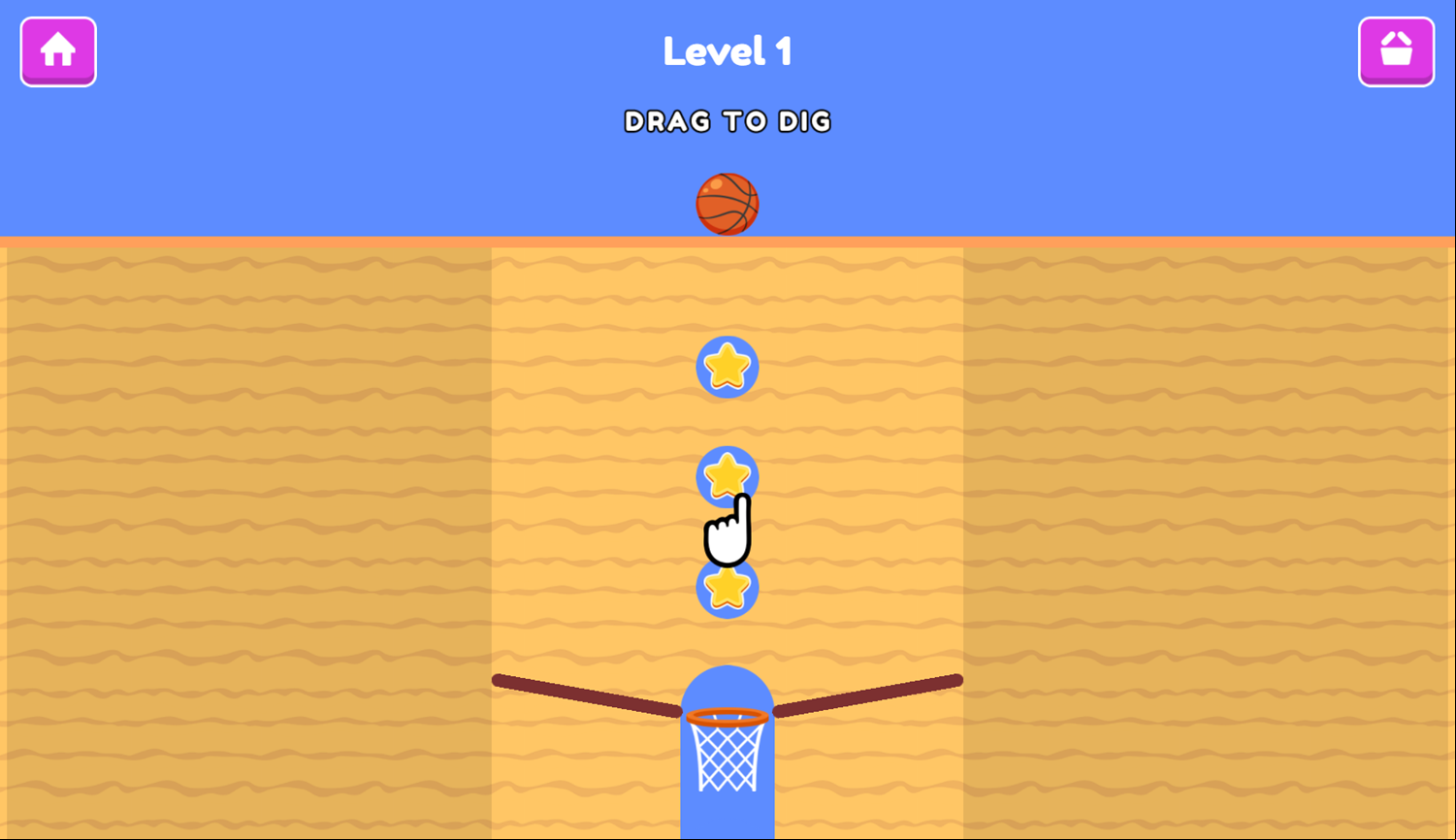 Dunk Digger Game Level Start Screenshot.