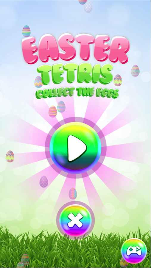 Easter Tetris Game Welcome Screen Screenshot.