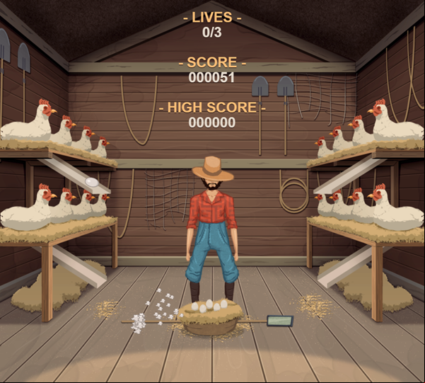 Egg Drop Dash Game Over Screenshot.
