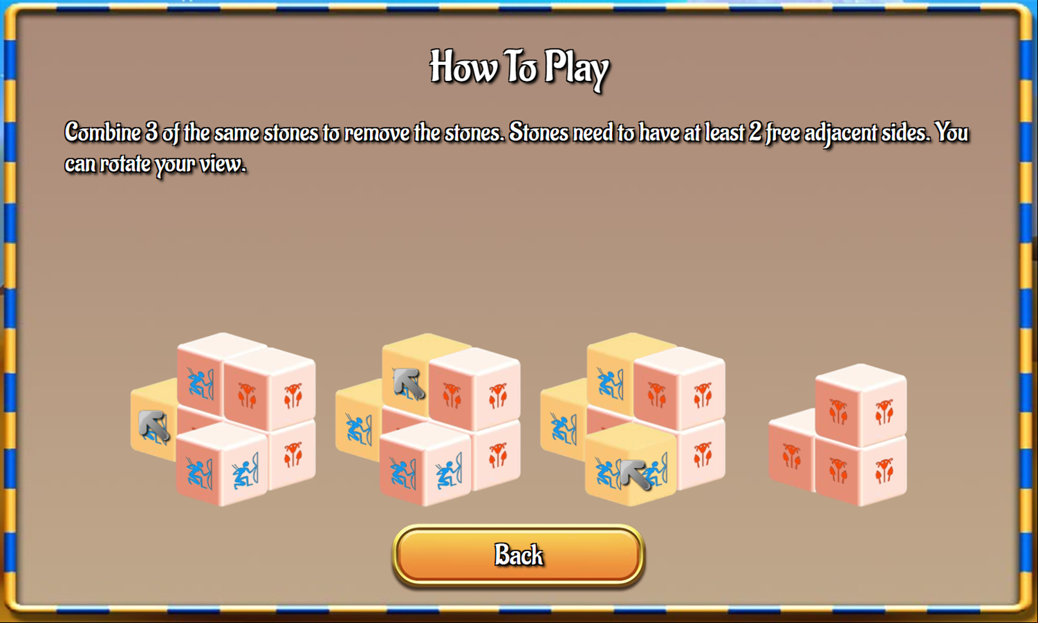 Egypt Mahjong Triple Dimensions Game How To Play Screenshot.