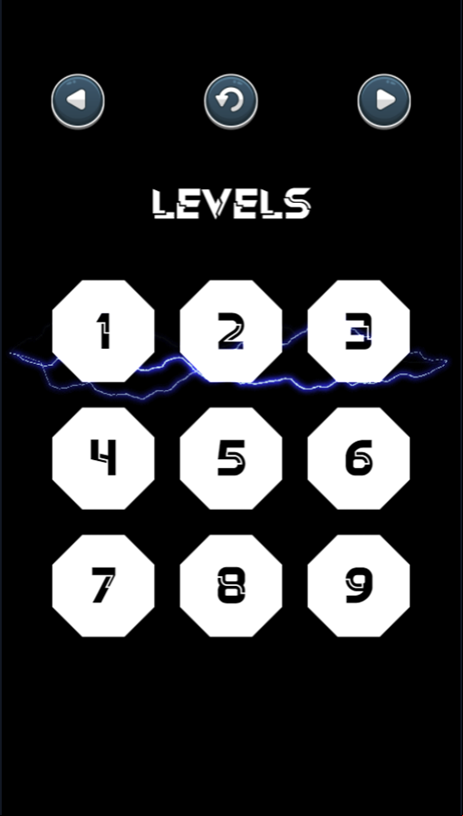 Electric Black Hole Game Level Select Screen Screenshot.