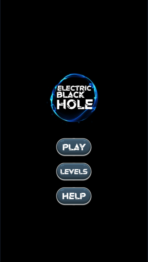 Electric Black Hole Game Welcome Screen Screenshot.
