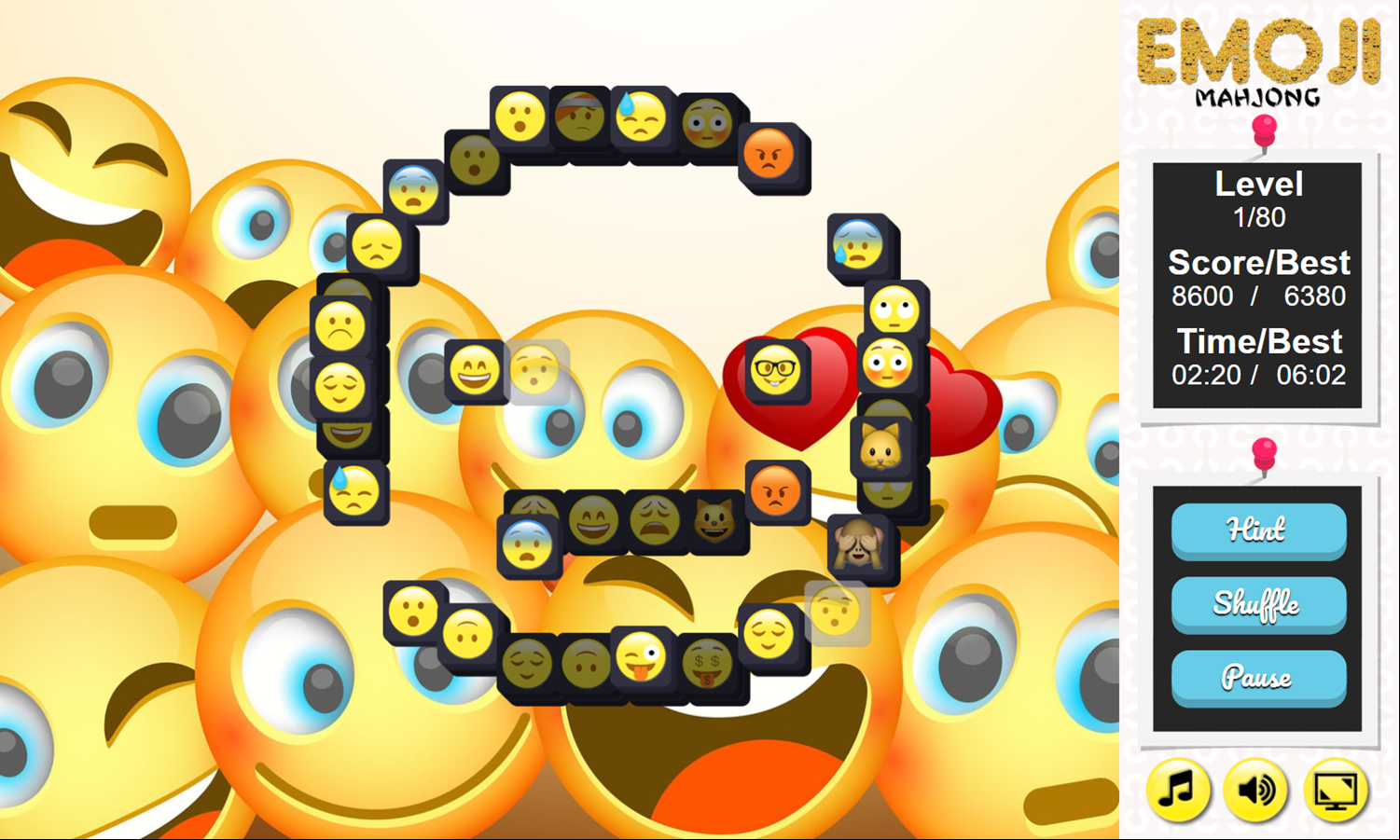 Emoji Mahjong Game Level Play Screenshot.