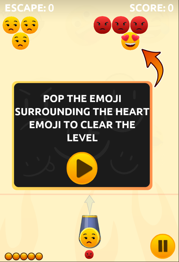 Emoji Pop Game Instructions Screenshot.
