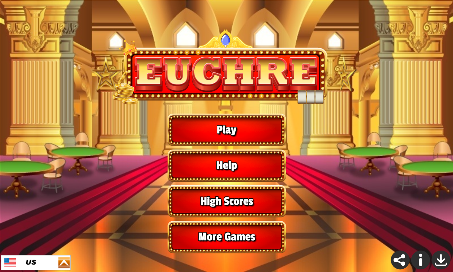 Euchre Game Welcome Screen Screenshot.