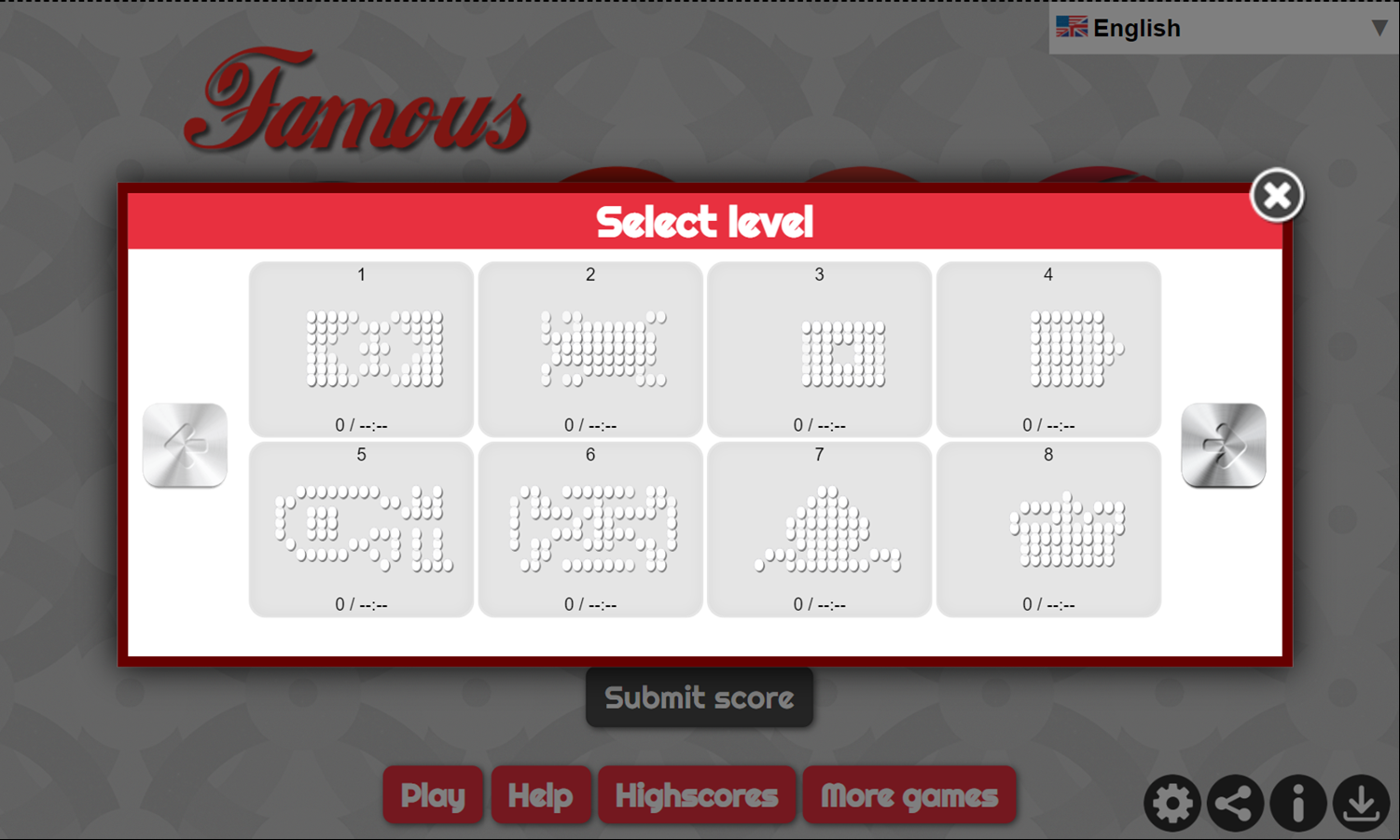 Famous Logo Mahjong Game Select Level Screenshot.