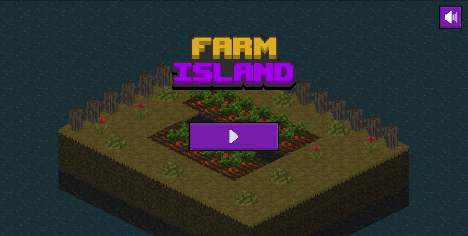 Farm Island Game Welcome Screen Screenshot.