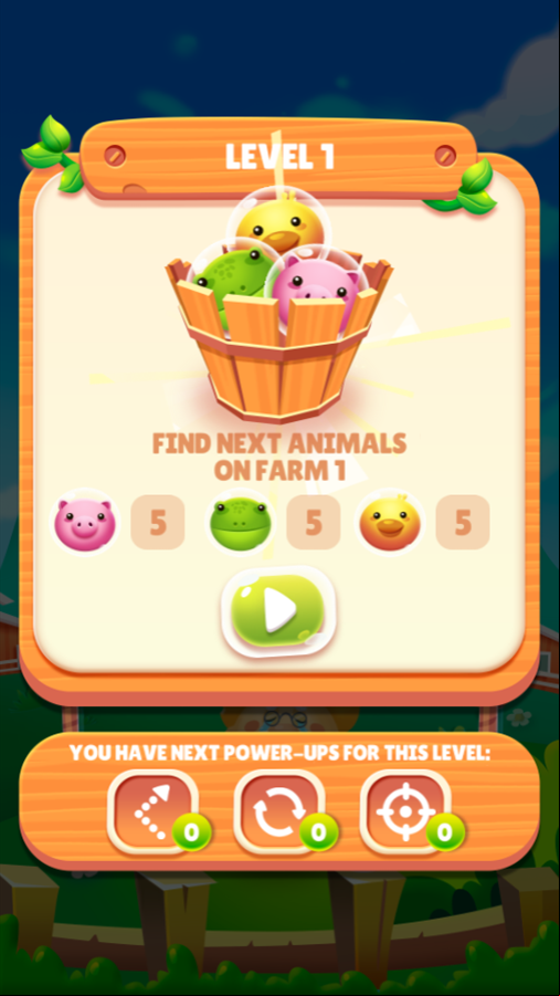 Farm Rescue Game Level Goals Screen Screenshot.