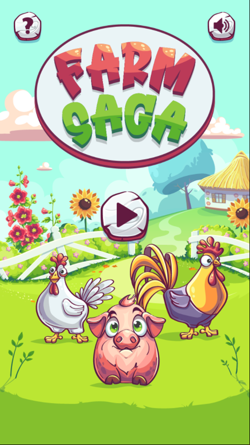 Farm Saga Game Welcome Screen Screenshot.