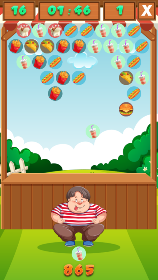 Fast Food Matcher Game Play Screenshot.