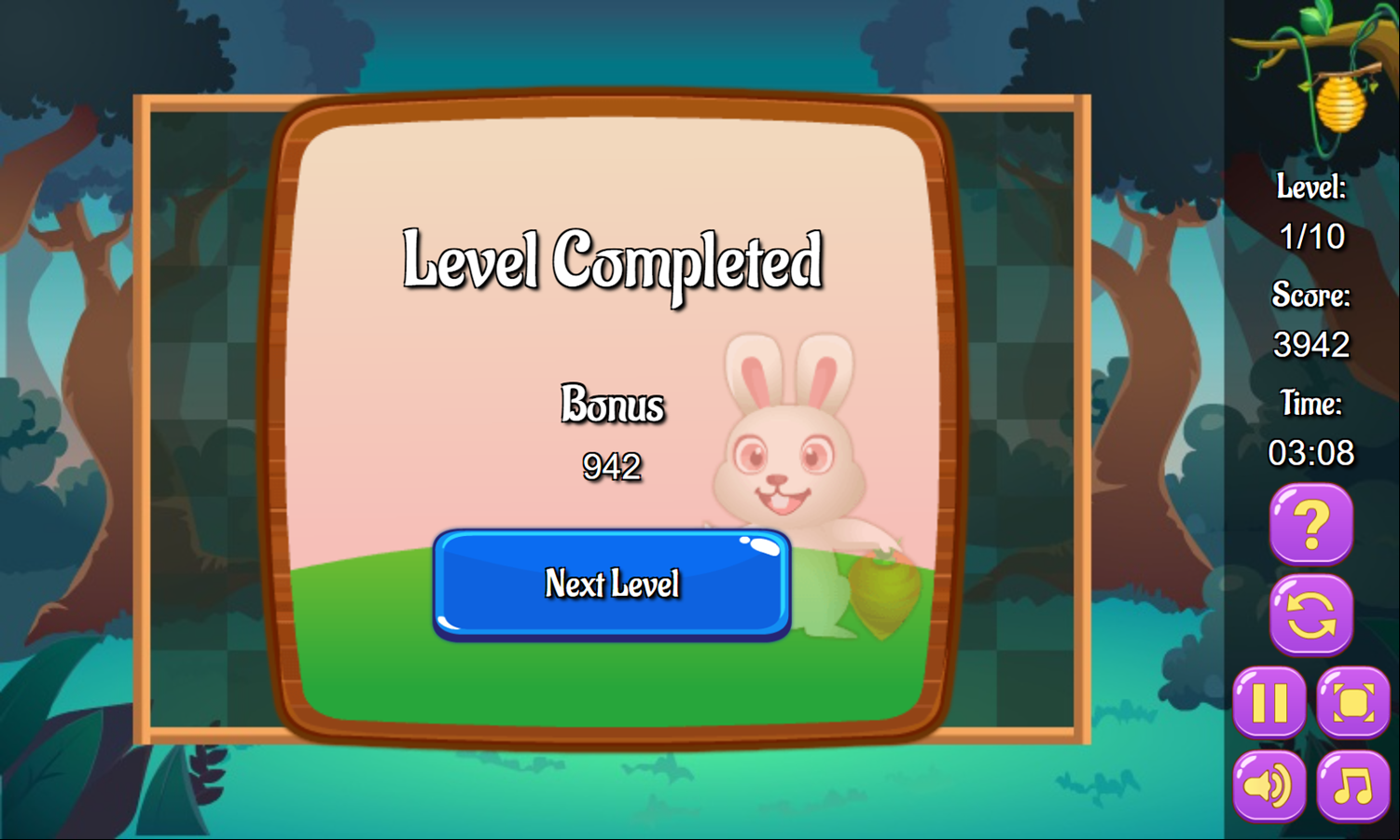 Feed the Animals Game Level Completed Screenshot.