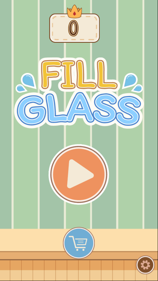 Fill Glass Game Welcome Screen Screenshot.