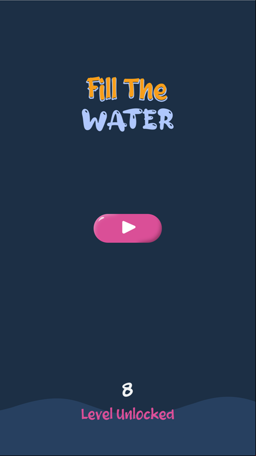 Fill the Water Game Welcome Screen Screenshot.
