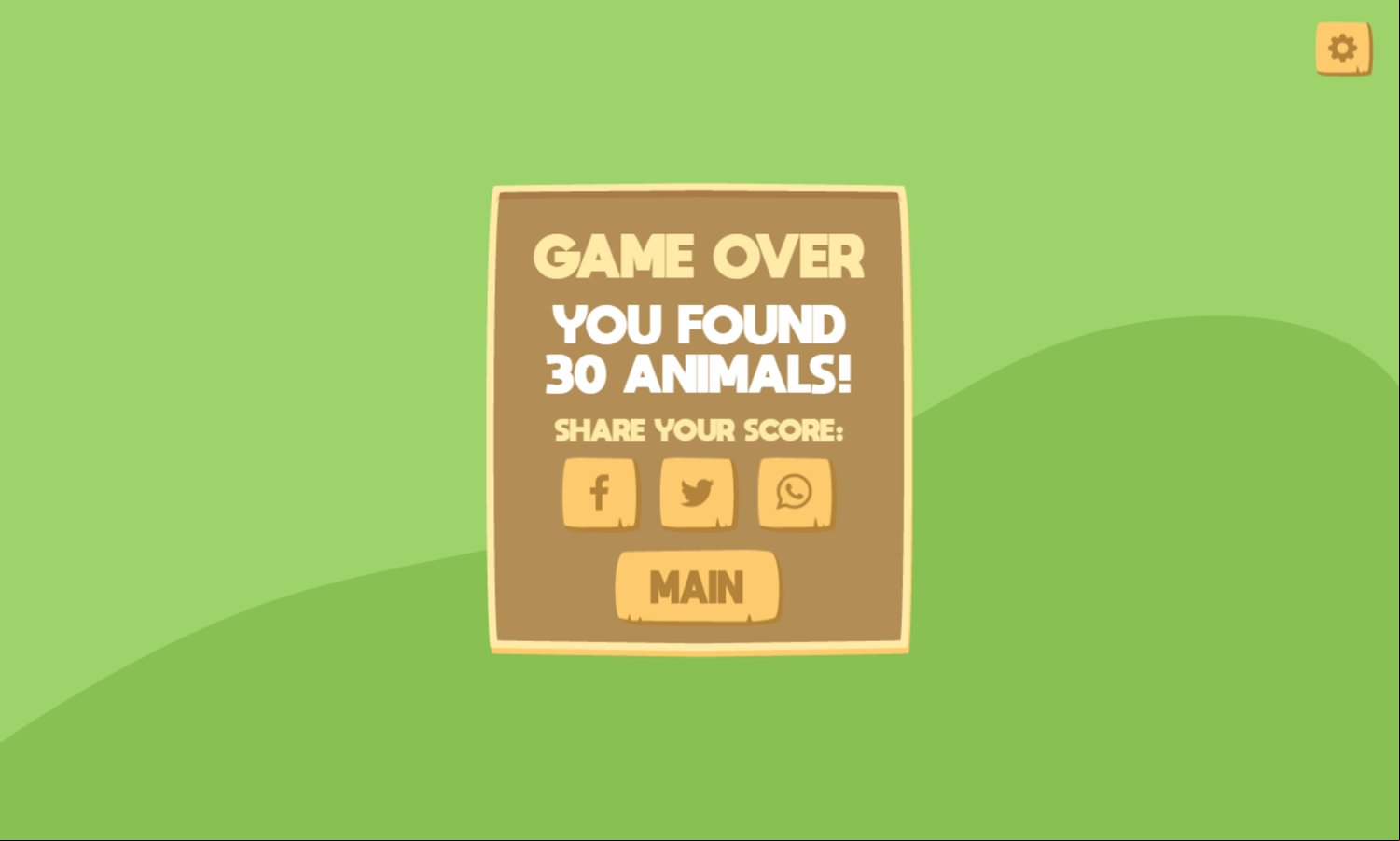 Find Animals Game Score Screenshot.