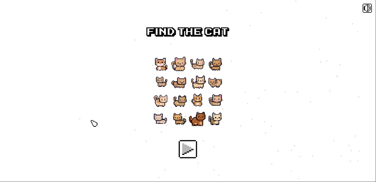 Find The Cat Game Welcome Screen Screenshot.