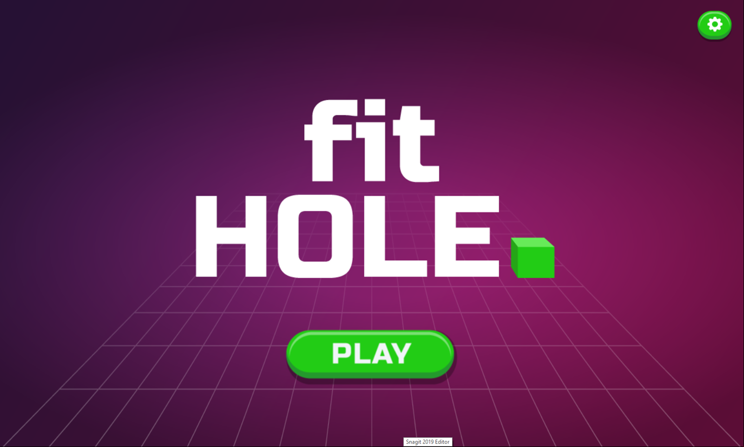 Fit Hole Game Welcome Screen Screenshot.