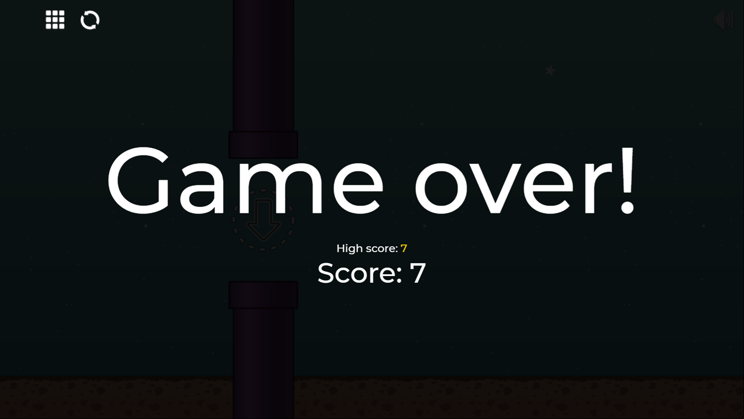 Flap Arrow Game Over Screenshot.