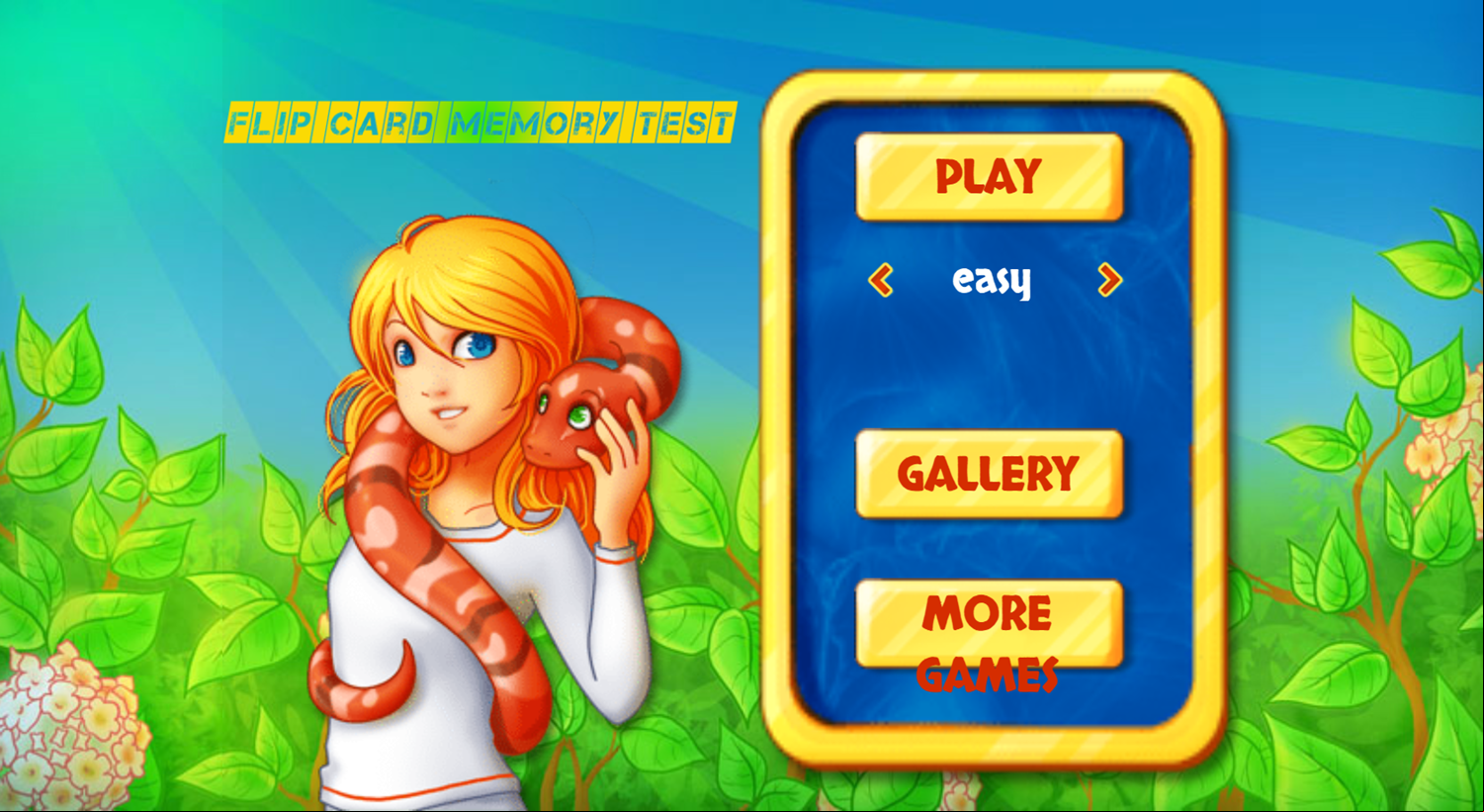 Flip Card Memory Test Game Settings Screenshot.