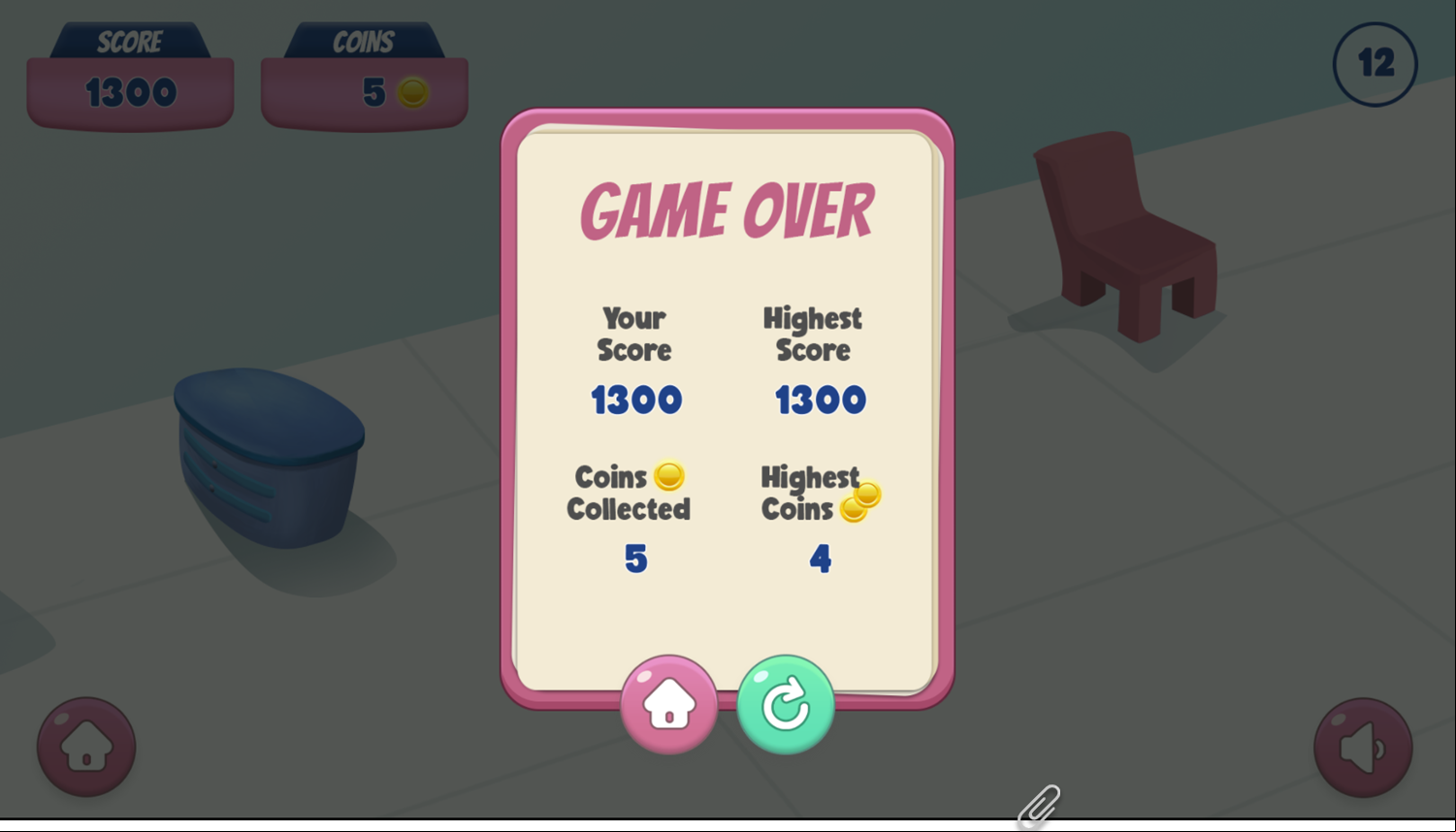 Flip The Bottle Game Over Screenshot.