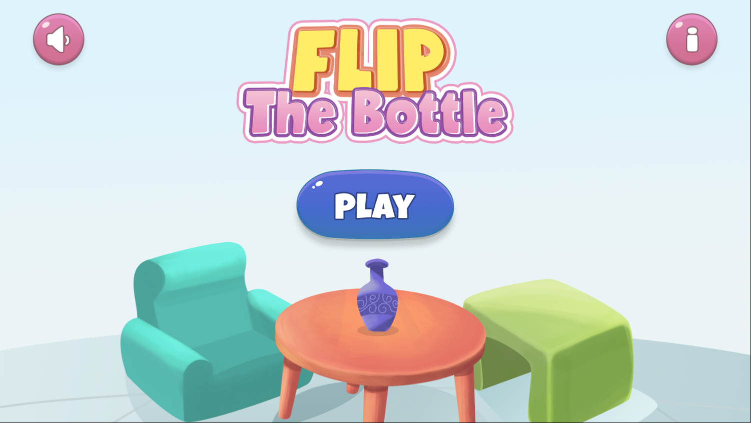 Flip The Bottle Game Welcome Screen Screenshot.