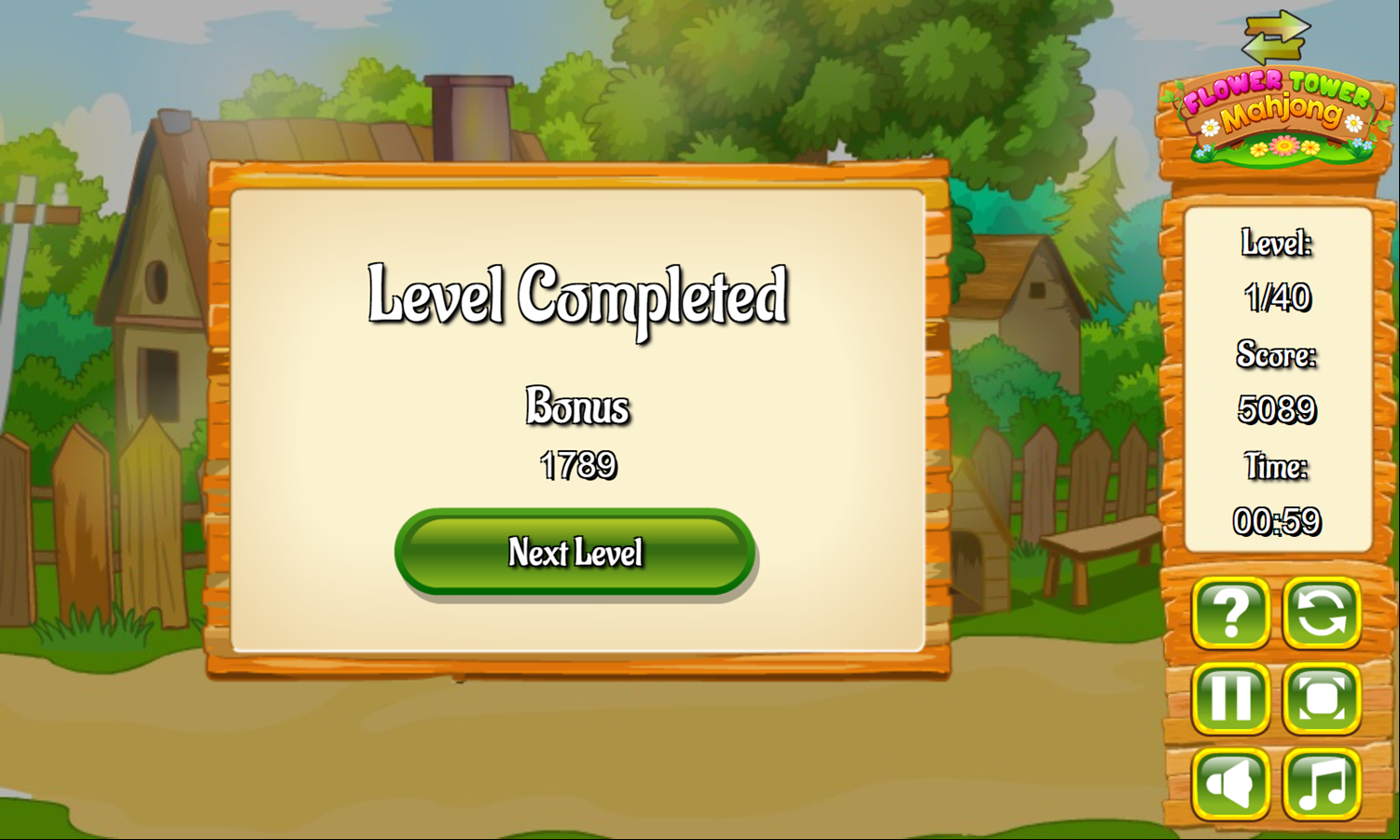 Flower Tower Mahjong Game Level Completed Screenshot.